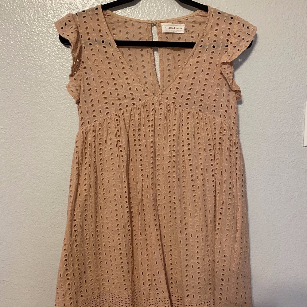 These Three Boutique peach eyelet dress